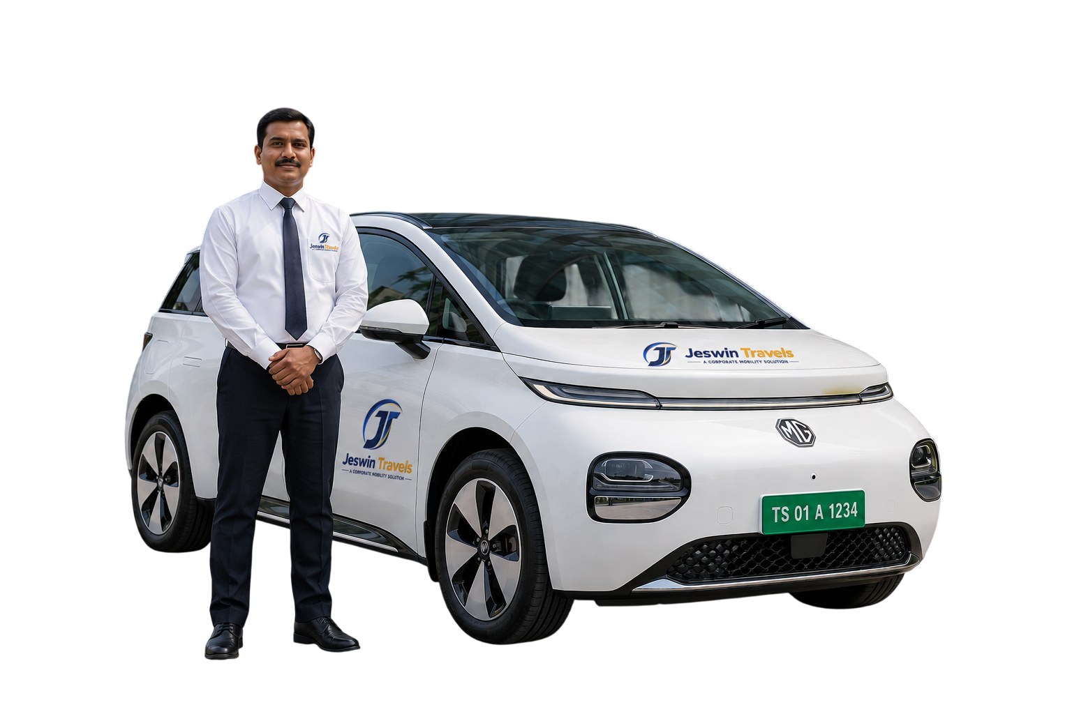 The official brand emblem of Jesvin Travels, a highly trusted car rental and local taxi operator providing 24/7 travel solutions in Hyderabad.